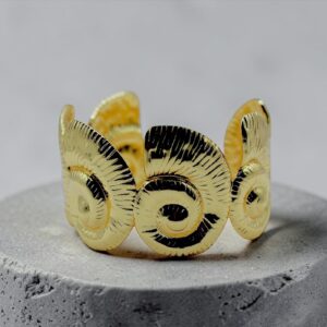 Textured Circle Gold Cuff Bracelet for Women