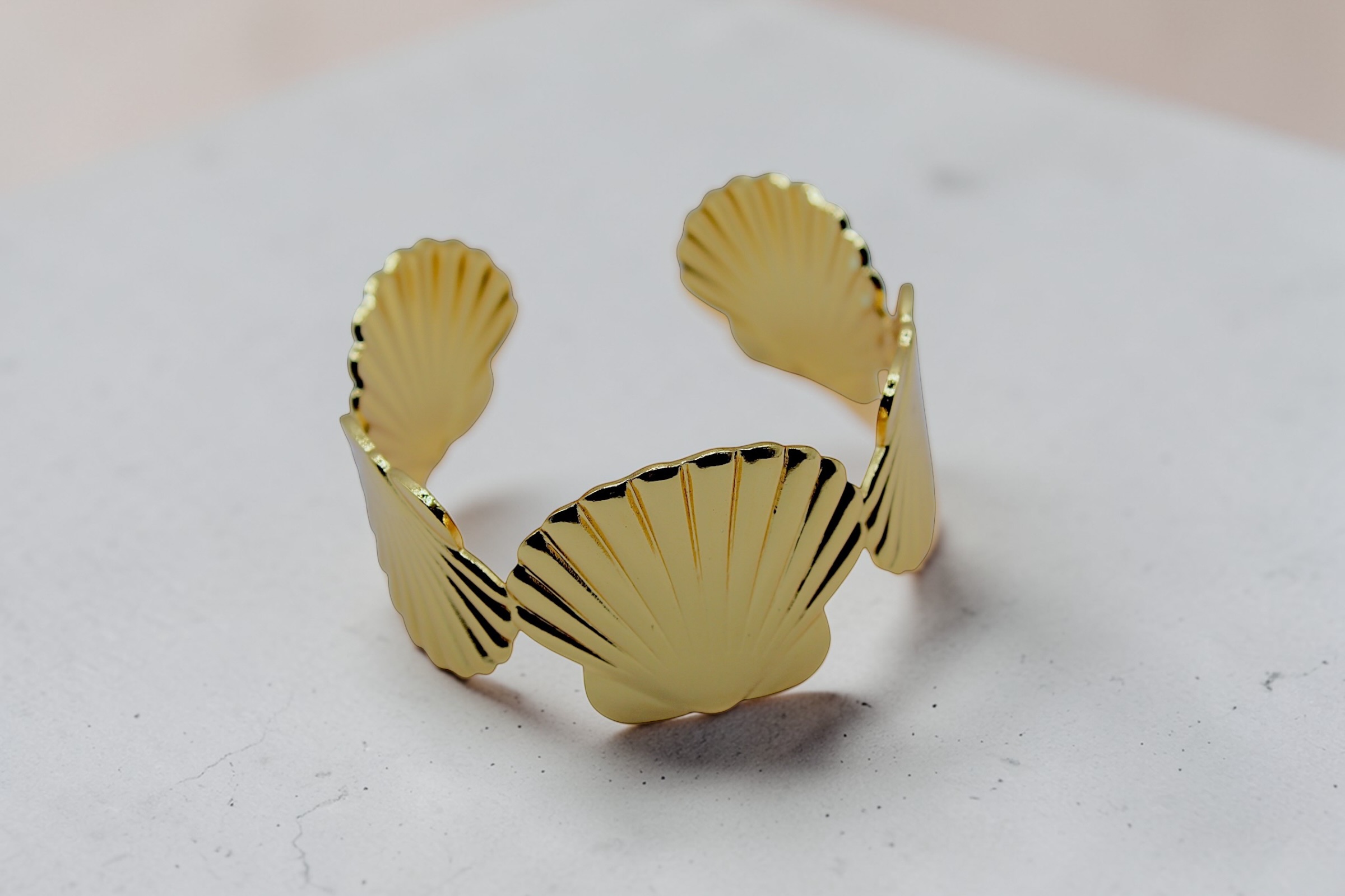 Gold Shell Design Cuff Bracelet for Women