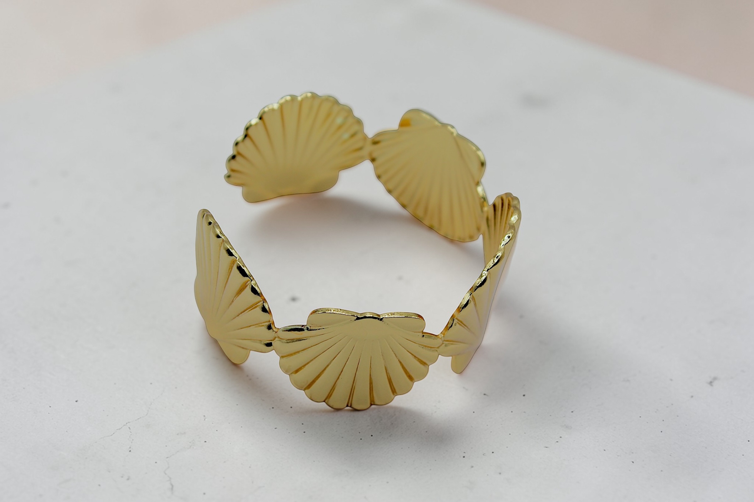 Gold Shell Design Cuff Bracelet for Women - Image 2
