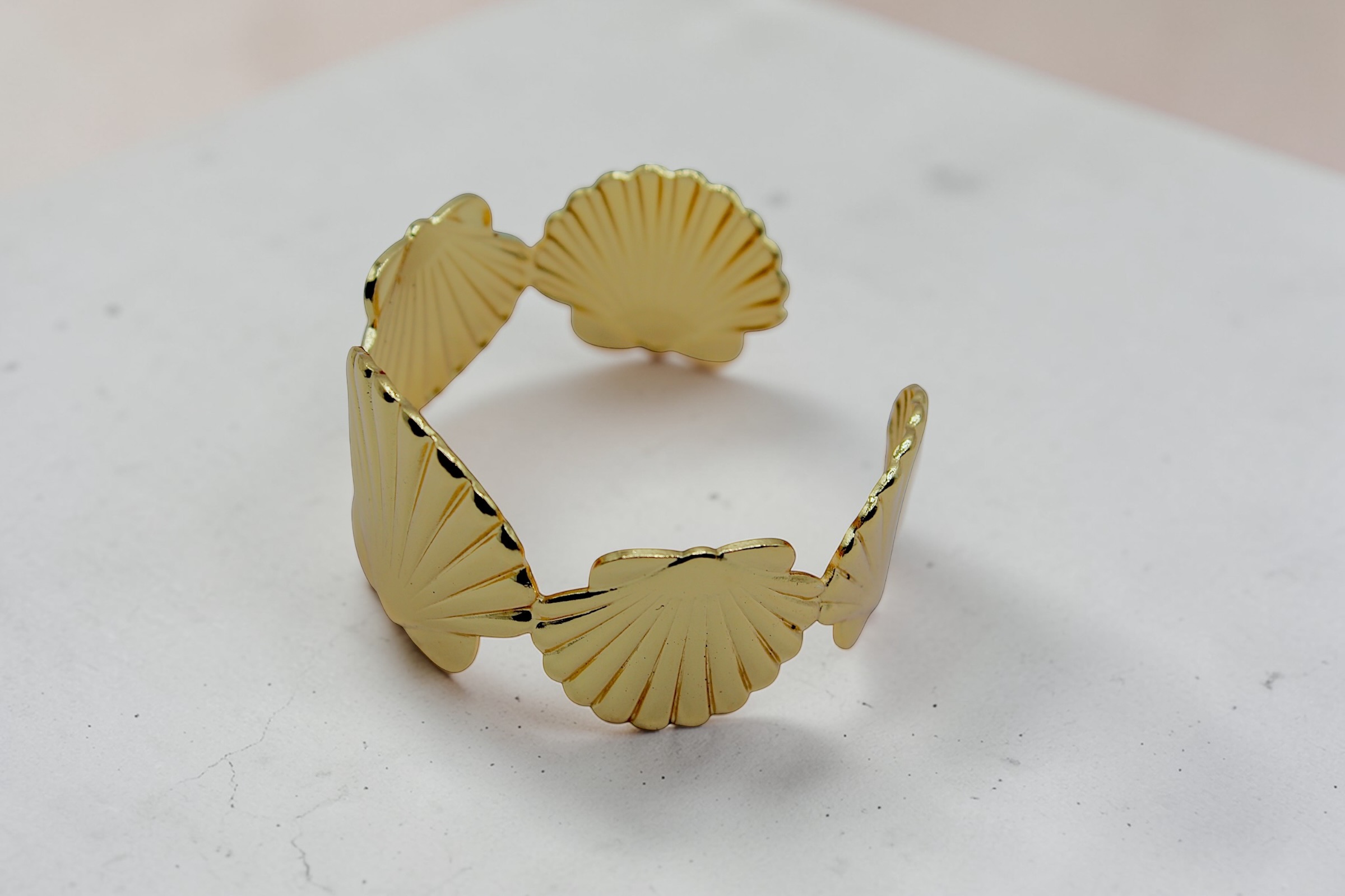 Gold Shell Design Cuff Bracelet for Women - Image 3