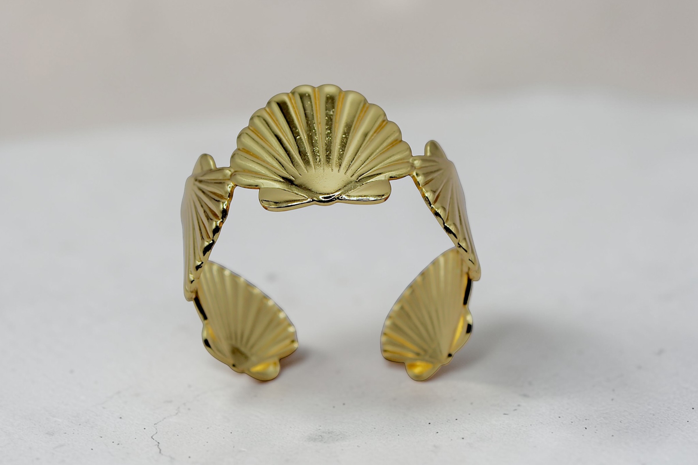 Gold Shell Design Cuff Bracelet for Women - Image 4