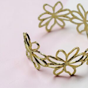 Floral Cut Gold Cuff Bracelet for Women