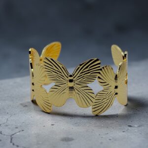 Minimal Cut Gold Bracelet for Women Adjustable Open Cuff Daily Wear Bracelet