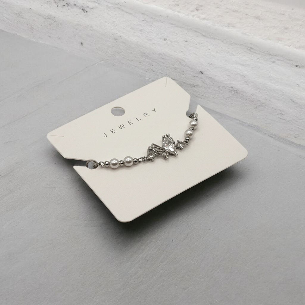 Silver Butterfly Pearl Bracelet for Women - Image 3