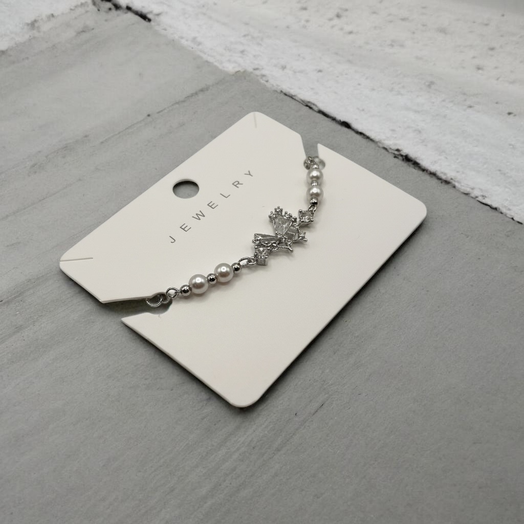 Silver Butterfly Pearl Bracelet for Women - Image 4