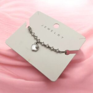 Silver Heart Charm Crystal Bracelet for Women