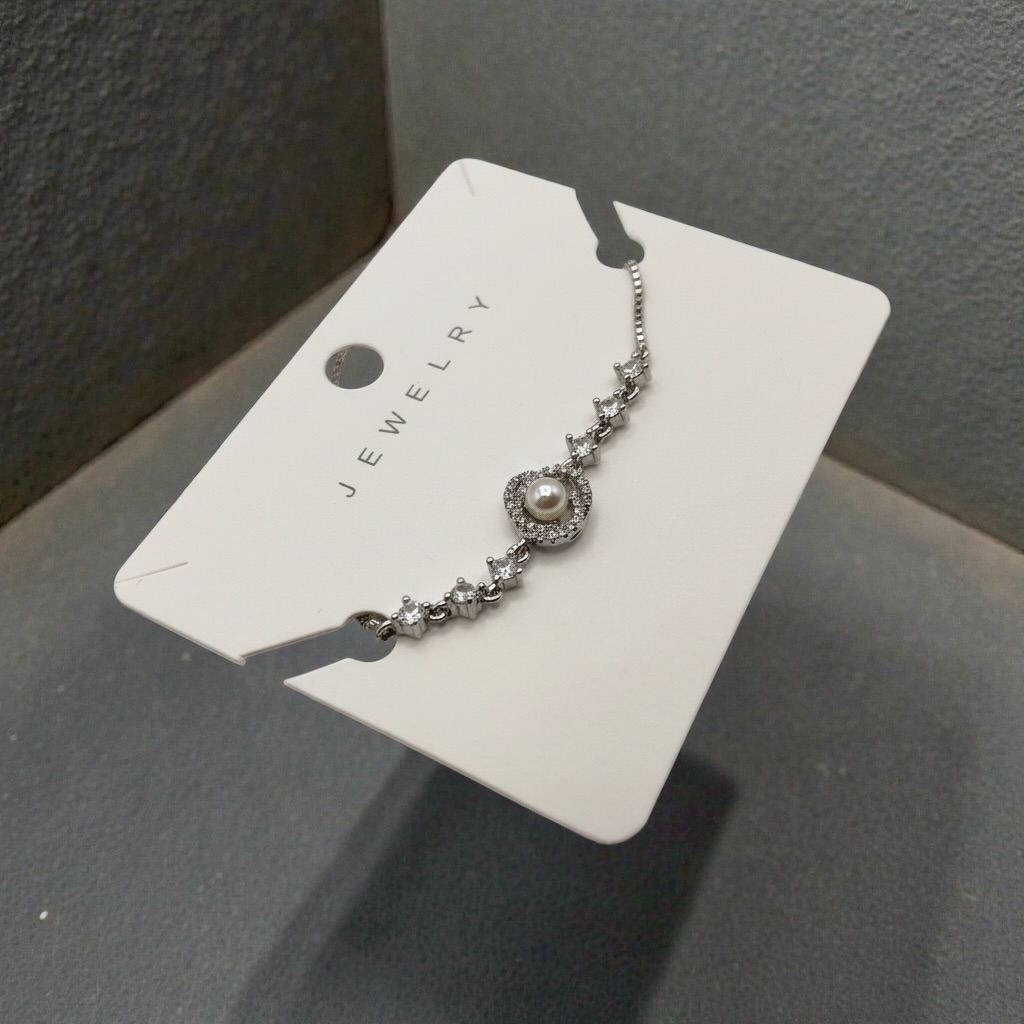 Silver Pearl Halo Crystal Bracelet for Women - Image 3