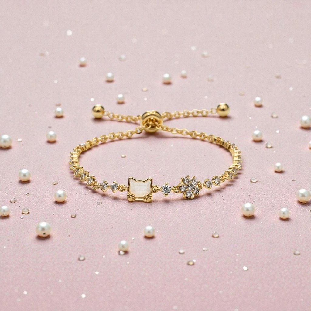 Gold Star Pearl Crystal Bracelet for Women - Image 3