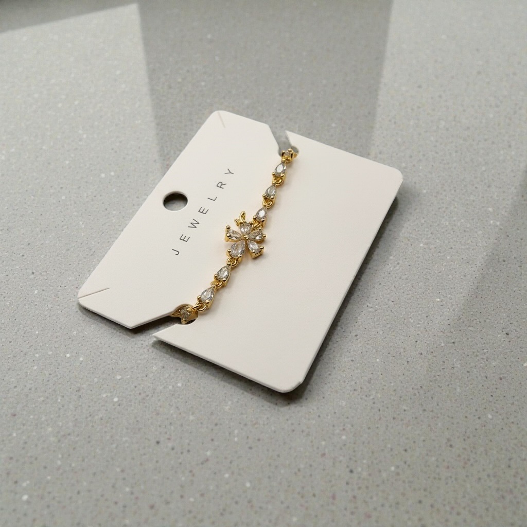Gold Crystal Flower Bracelet for Women