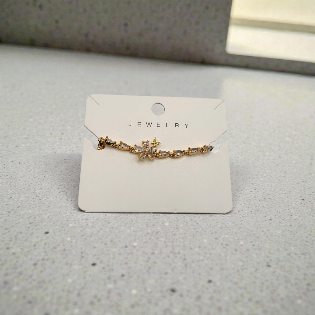 Gold Crystal Flower Bracelet for Women - Image 2