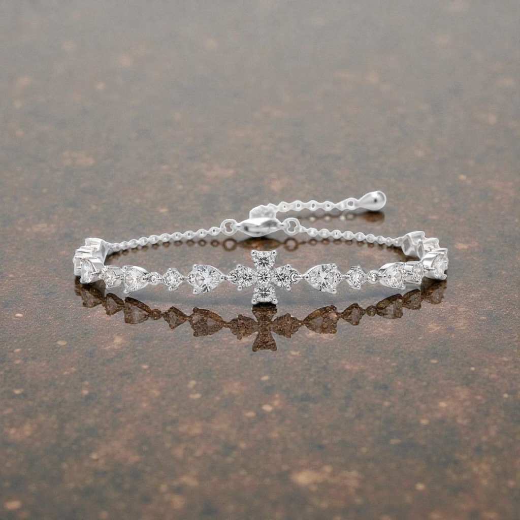 Silver Crystal Bow Charm Bracelet for Women - Image 3