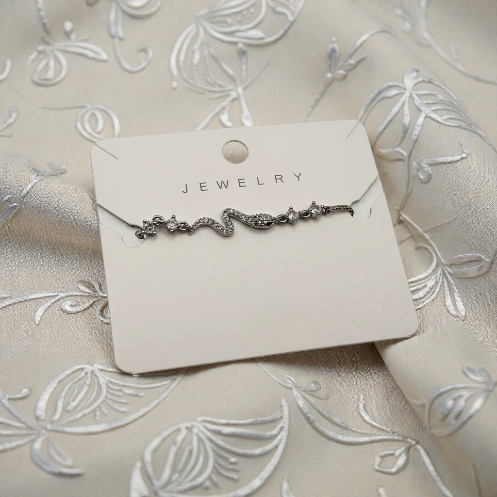 Silver Snake Crystal Bracelet for Women - Image 2