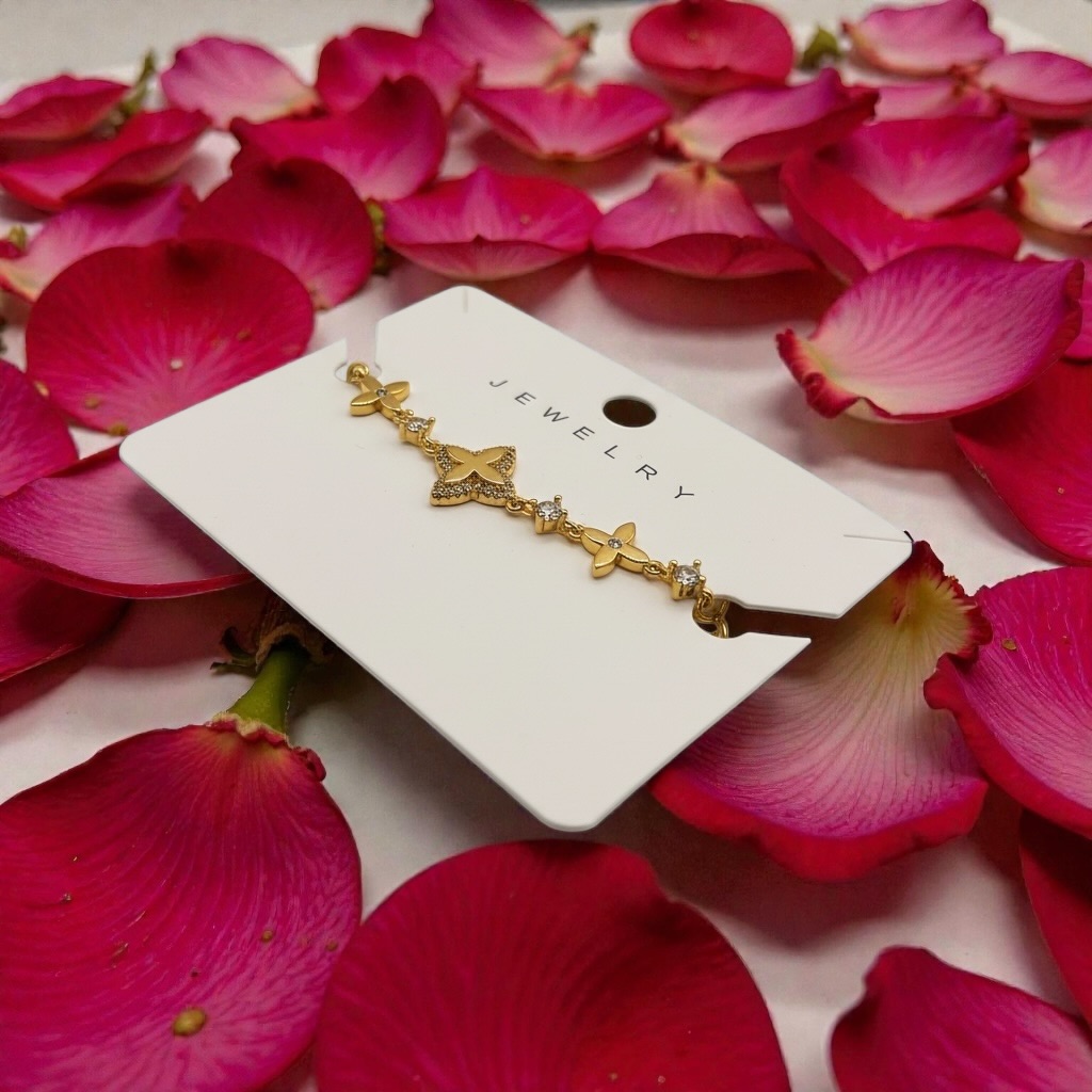 Gold Floral Crystal Charm Bracelet for Women - Image 3