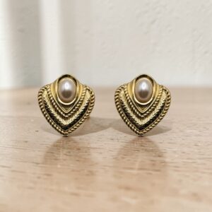 Gold Vintage Pearl Statement Earrings for Women