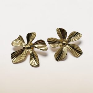 Gold Floral Statement Earrings for Wome
