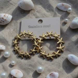 Gold Starfish Hoop Earrings