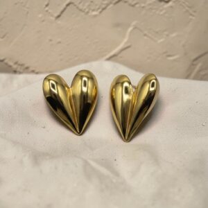 Gold Heart Stud Earrings for Women