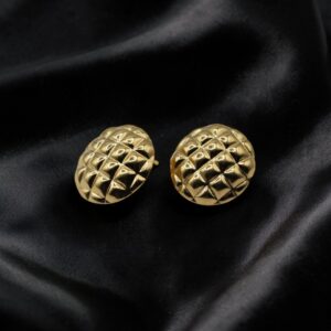 Gold Quilted Dome Stud Earrings