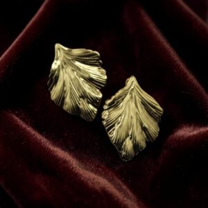Gold Leaf Texture Statement Earring