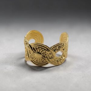 Gold Loop Bracelet for Women Adjustable Open Cuff Minimal Bracelet