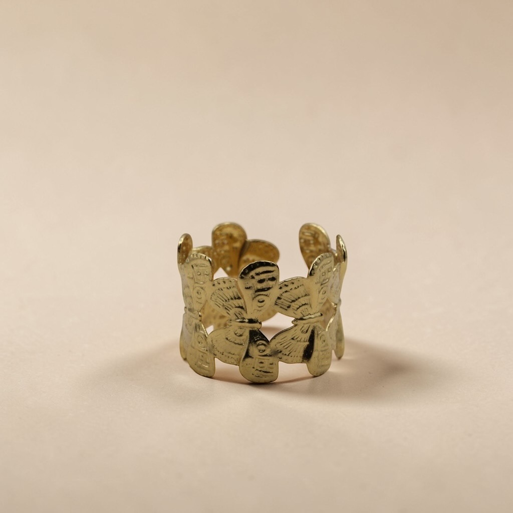 Open Cut Gold Cuff Adjustable Minimal Bracelet